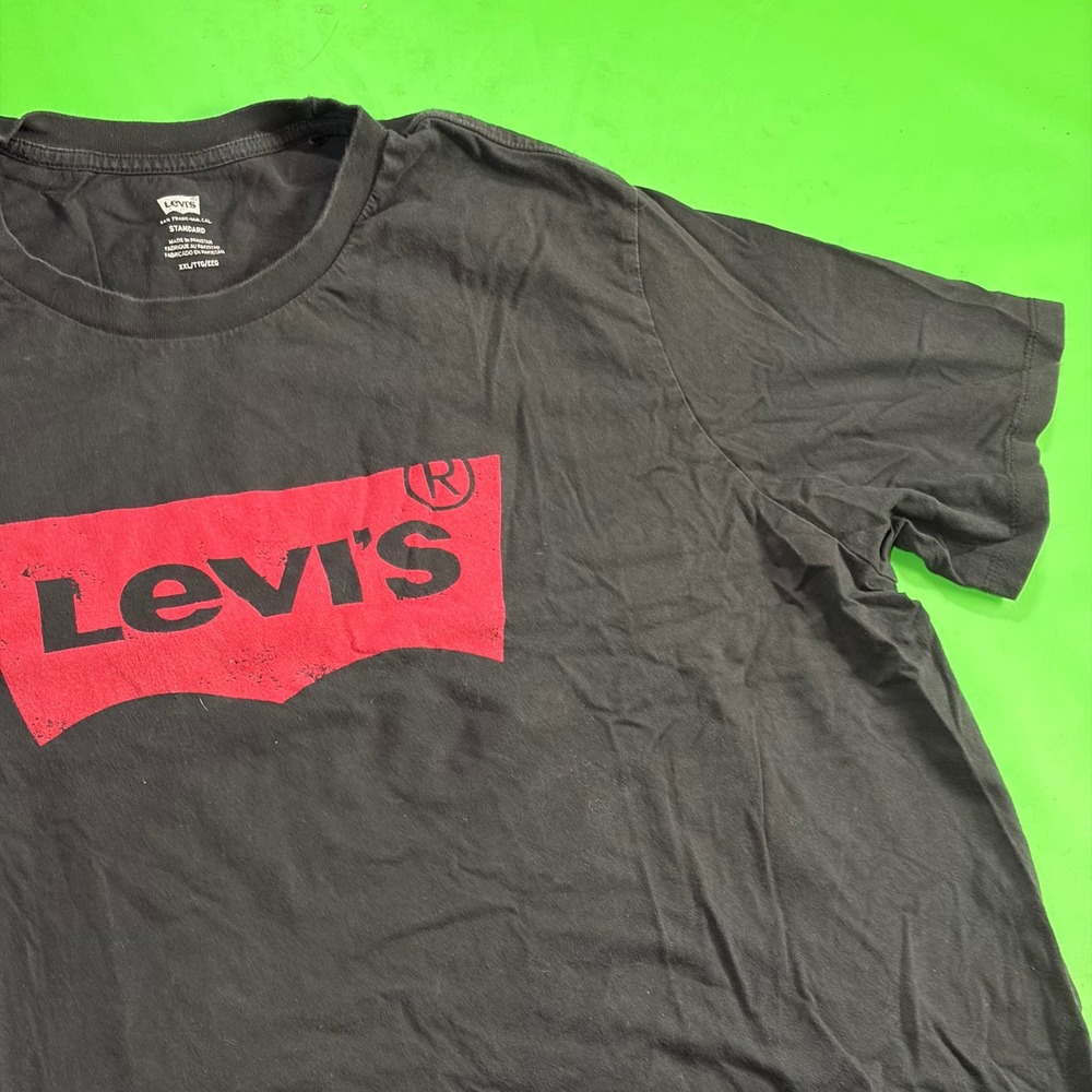 Levi's Red Batwing Logo T-Shirt Mens 2X Black 100% Cotton Classic Graphic Tee